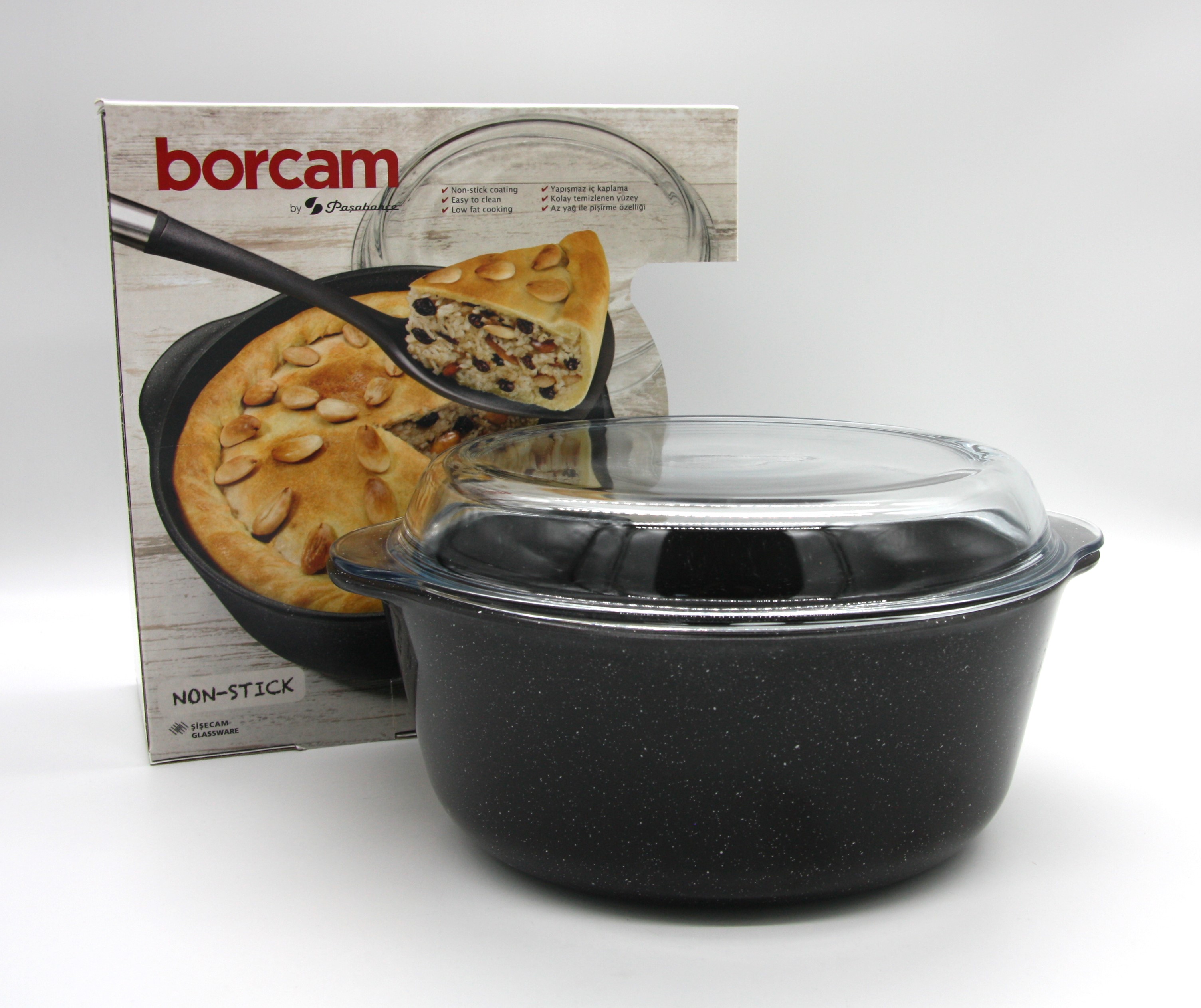 BORCAM KEREK HŐÁLLÓ TÁL FEKETE 3,15L 59013 NON-STICK bevonattal