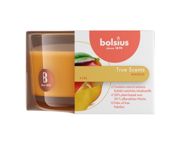 BOLSIUS ILLATGYERTYA ÜVEGBEN 13HR 50/80 MM-MANGÓ