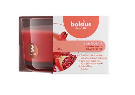 BOLSIUS ILLATGYERTYA ÜVEGBEN 13HR 50/80 MM-GRÁNÁTALMA