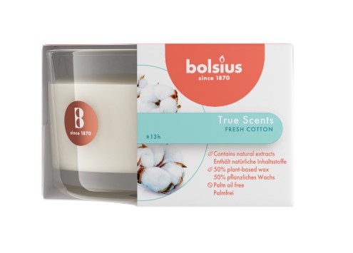 BOLSIUS ILLATGYERTYA ÜVEGBEN 13HR 50/80 MM-FRISS PAMUT