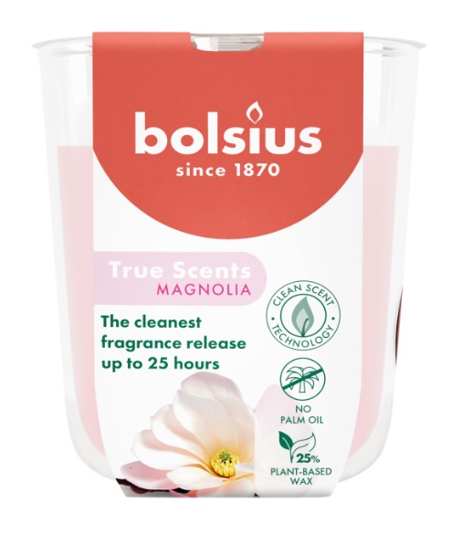 BOLSIUS ILLATGYERTYA ÜVEGBEN 25HR 80/73 MM-MAGNÓLIA