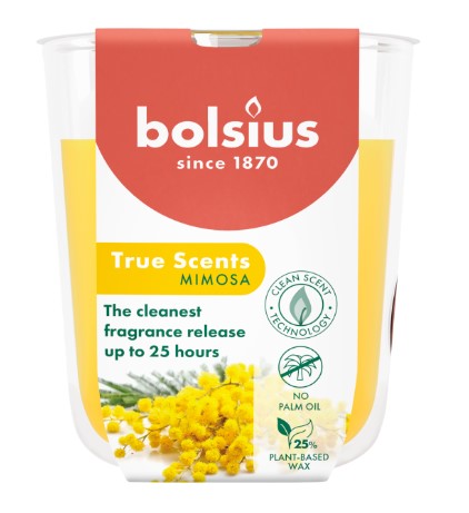 BOLSIUS ILLATGYERTYA ÜVEGBEN 25HR 80/73 MM-MIMÓZA