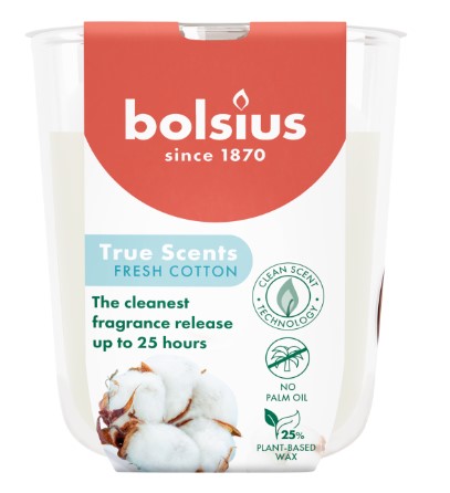 BOLSIUS ILLATGYERTYA ÜVEGBEN 25HR 80/73 MM-FRISS PAMUT