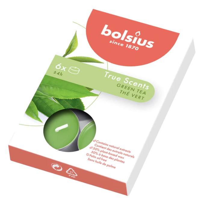 BOLSIUS ILLATOS TEAMÉCSES 4HR 6DB-OS ZÖLD TEA