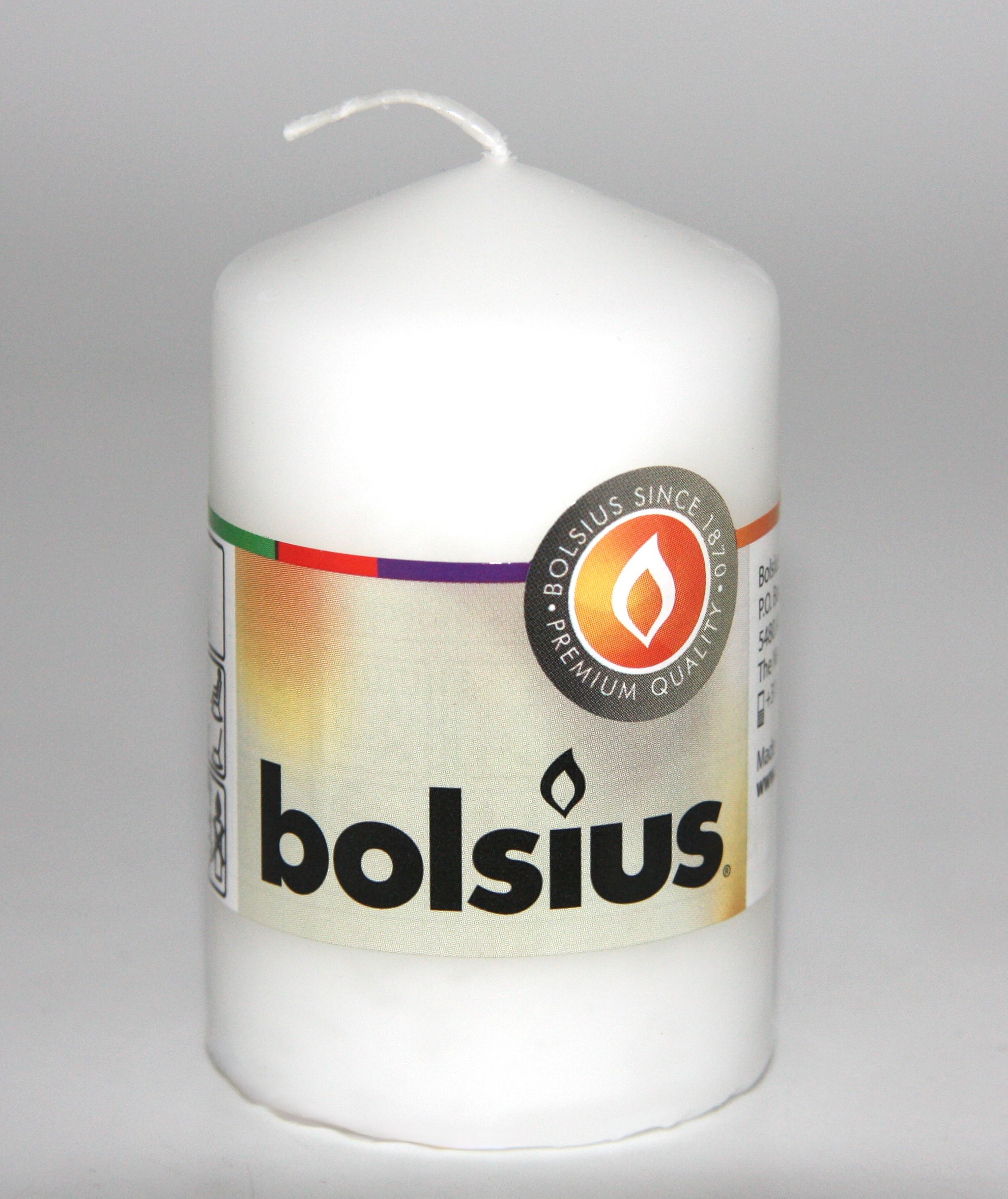 BOLSIUS PILLAR GYERTYA 15HR 80/48 MM-FEHÉR