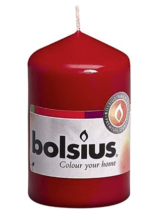 BOLSIUS PILLAR GYERTYA 15HR 80/48 MM-BORDÓ