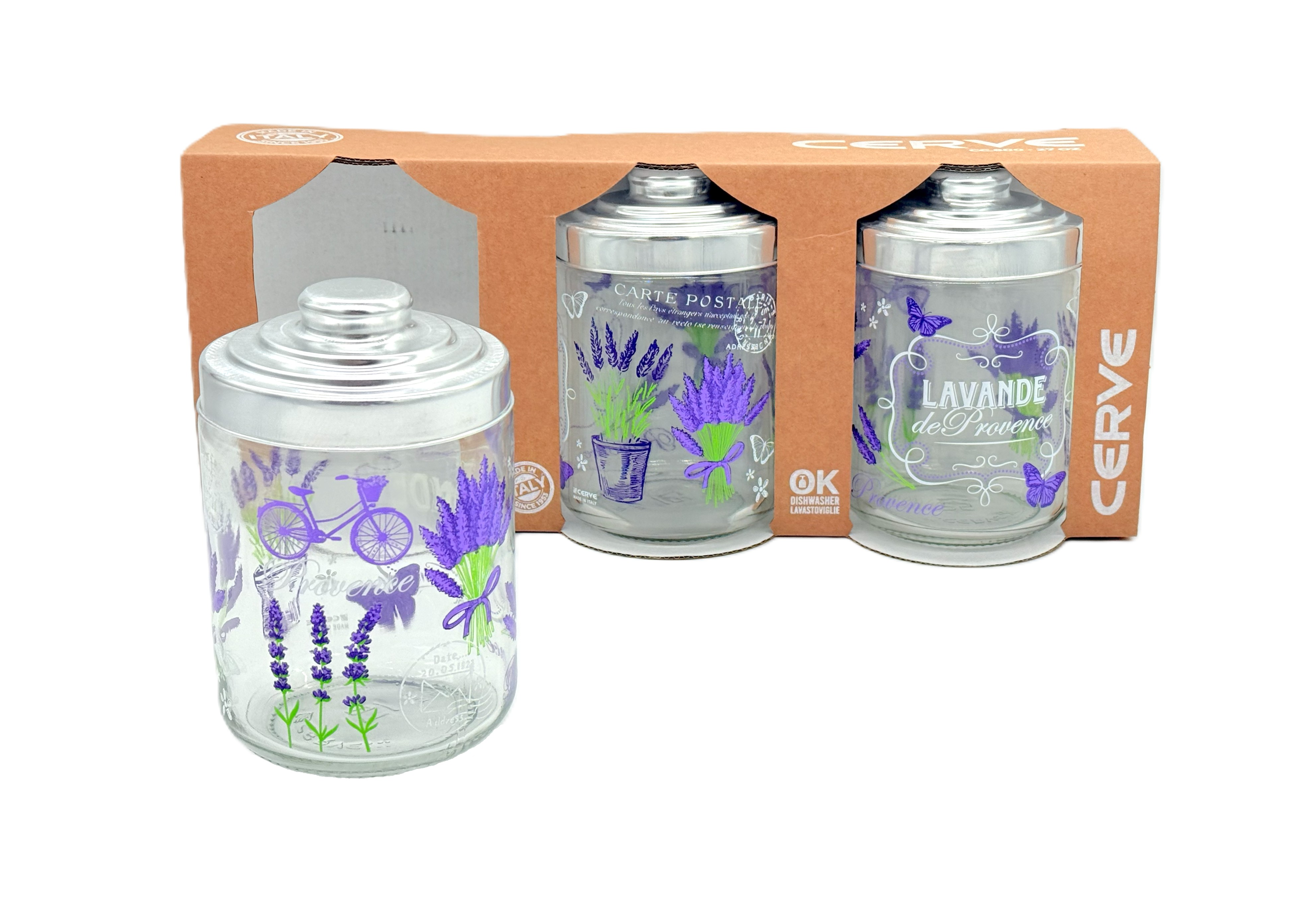 ÜVEG FŰSZERTARTÓ SZETT- LEVENDULÁS 3X800ML M87140 ALU TETŐ