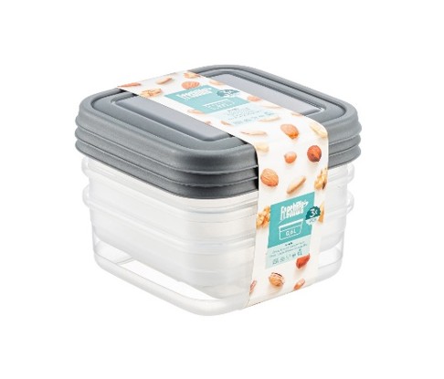 D-482 CLASSY SZÖGLETES TÁROLÓ DOBOZ SZETT 3DB 0,6L